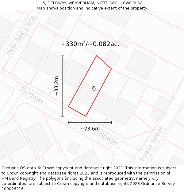 6, FIELDWAY, WEAVERHAM, NORTHWICH, CW8 3HW: Plot and title map