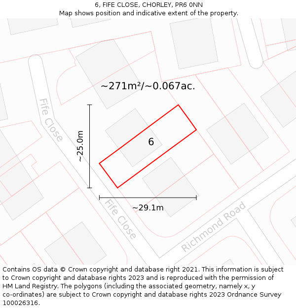 6, FIFE CLOSE, CHORLEY, PR6 0NN: Plot and title map