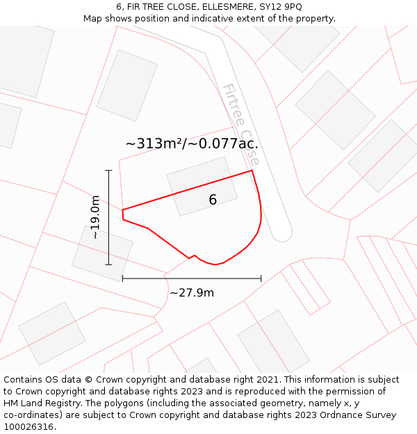 6, FIR TREE CLOSE, ELLESMERE, SY12 9PQ: Plot and title map