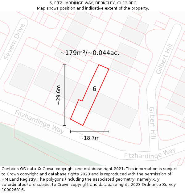 6, FITZHARDINGE WAY, BERKELEY, GL13 9EG: Plot and title map