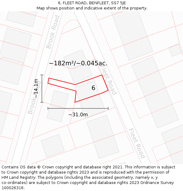6, FLEET ROAD, BENFLEET, SS7 5JE: Plot and title map