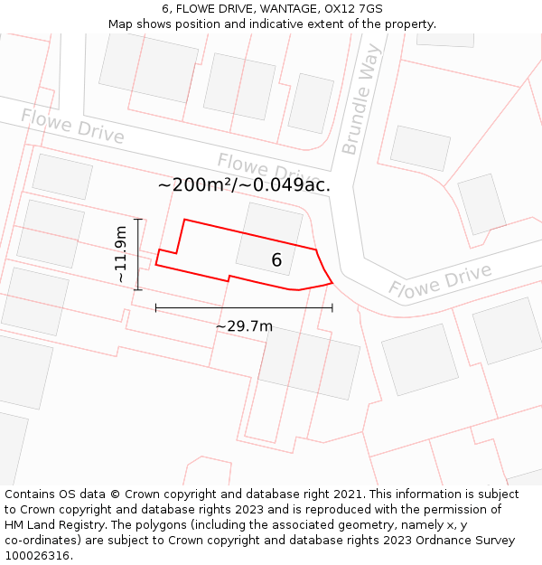 6, FLOWE DRIVE, WANTAGE, OX12 7GS: Plot and title map
