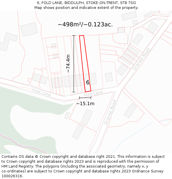6, FOLD LANE, BIDDULPH, STOKE-ON-TRENT, ST8 7SG: Plot and title map