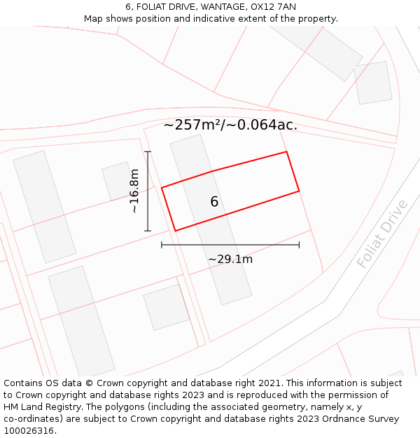 6, FOLIAT DRIVE, WANTAGE, OX12 7AN: Plot and title map