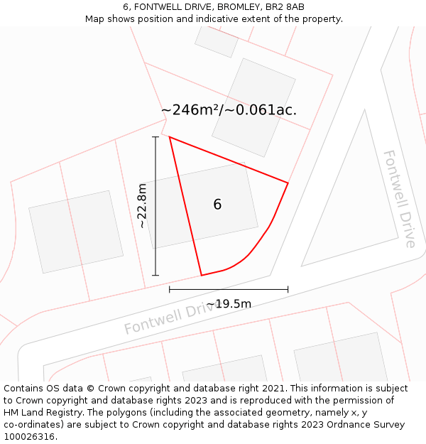 6, FONTWELL DRIVE, BROMLEY, BR2 8AB: Plot and title map