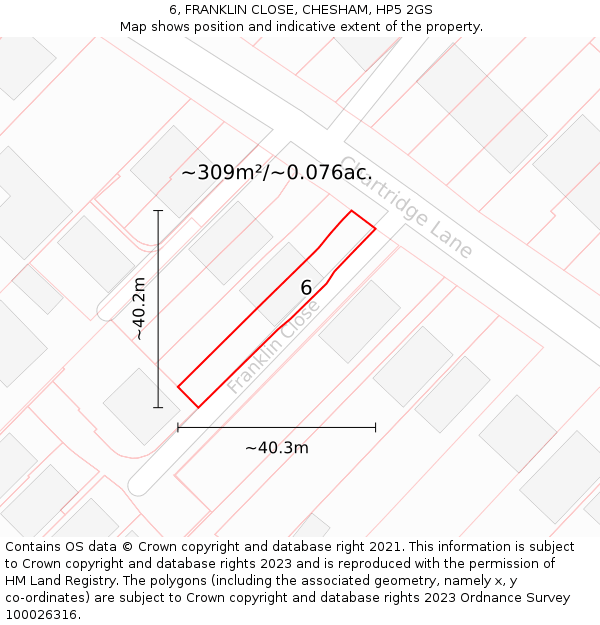 6, FRANKLIN CLOSE, CHESHAM, HP5 2GS: Plot and title map