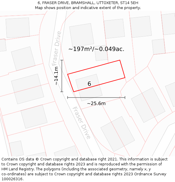 6, FRASER DRIVE, BRAMSHALL, UTTOXETER, ST14 5EH: Plot and title map