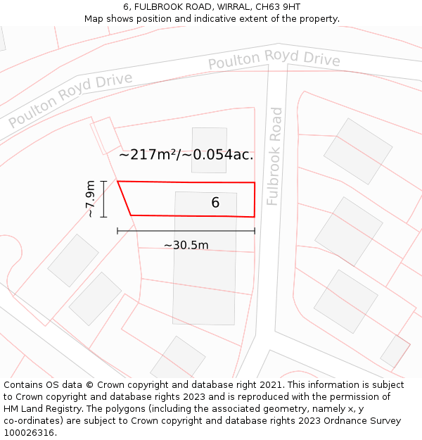 6, FULBROOK ROAD, WIRRAL, CH63 9HT: Plot and title map