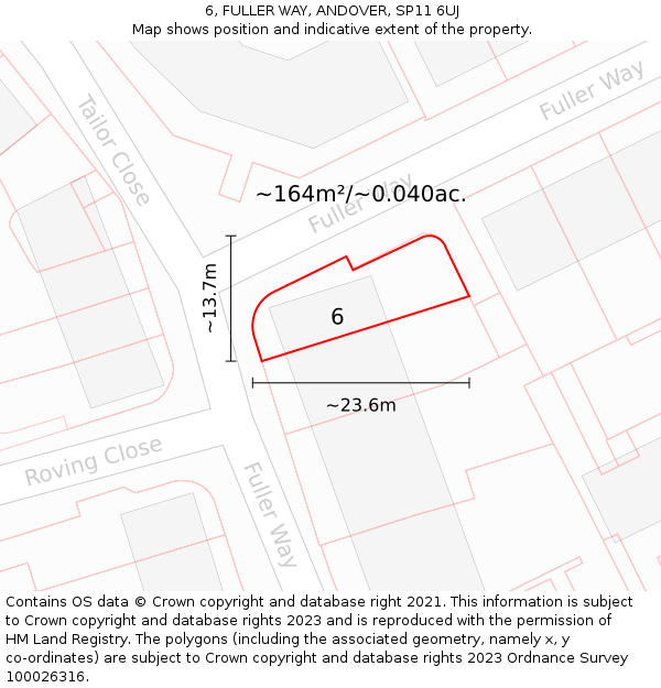 6, FULLER WAY, ANDOVER, SP11 6UJ: Plot and title map