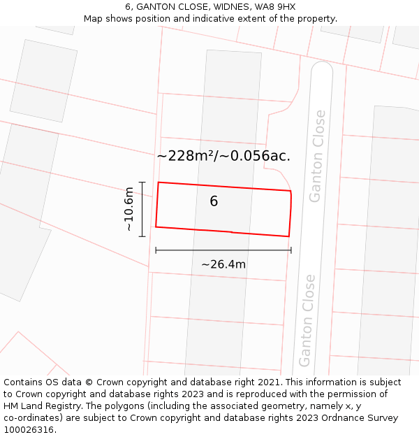 6, GANTON CLOSE, WIDNES, WA8 9HX: Plot and title map