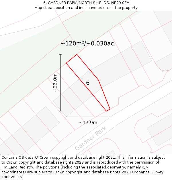 6, GARDNER PARK, NORTH SHIELDS, NE29 0EA: Plot and title map
