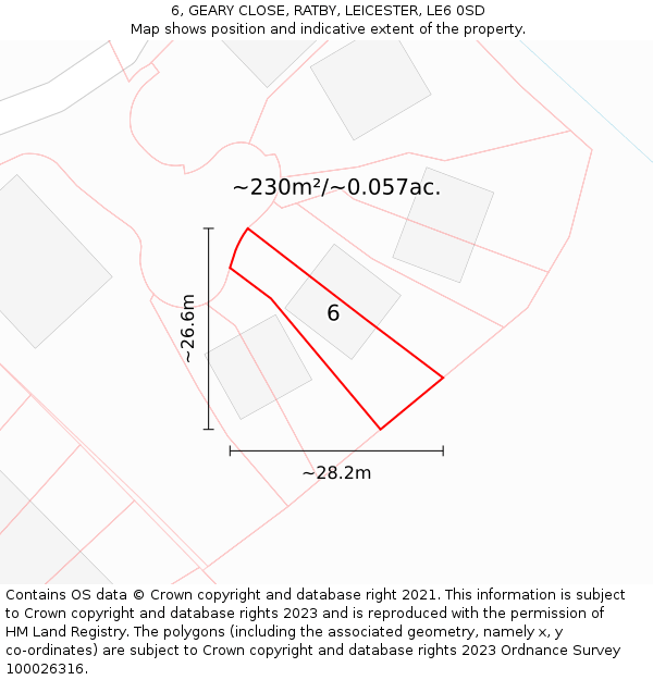 6, GEARY CLOSE, RATBY, LEICESTER, LE6 0SD: Plot and title map