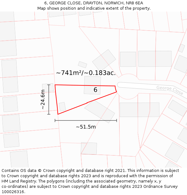 6, GEORGE CLOSE, DRAYTON, NORWICH, NR8 6EA: Plot and title map