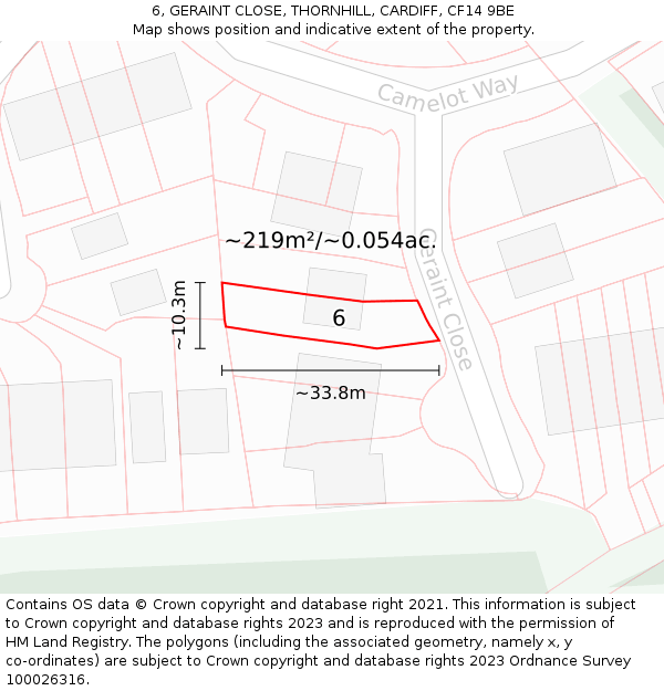 6, GERAINT CLOSE, THORNHILL, CARDIFF, CF14 9BE: Plot and title map
