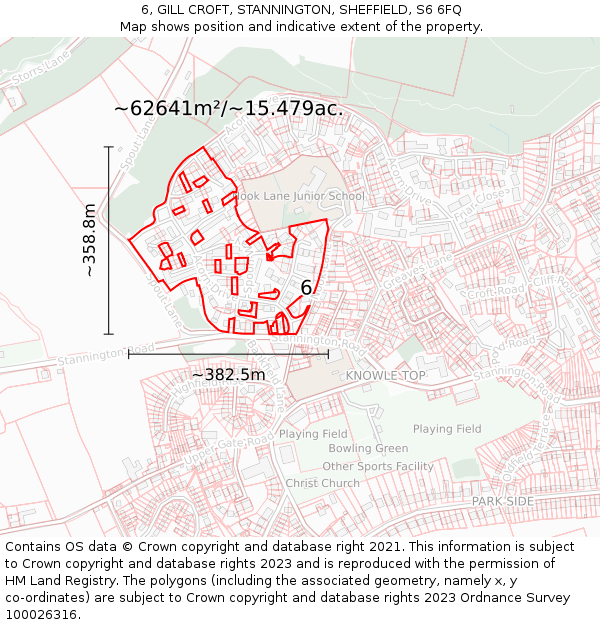 6, GILL CROFT, STANNINGTON, SHEFFIELD, S6 6FQ: Plot and title map
