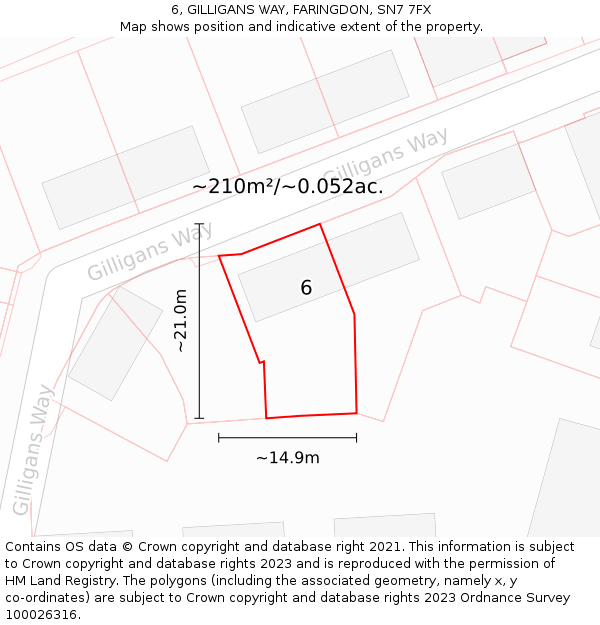 6, GILLIGANS WAY, FARINGDON, SN7 7FX: Plot and title map