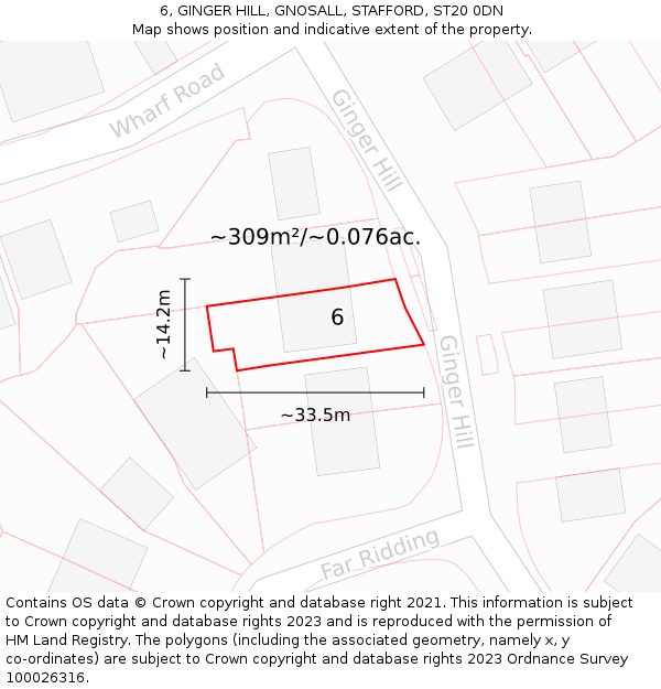 6, GINGER HILL, GNOSALL, STAFFORD, ST20 0DN: Plot and title map