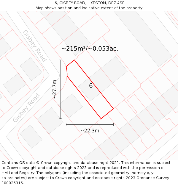 6, GISBEY ROAD, ILKESTON, DE7 4SF: Plot and title map