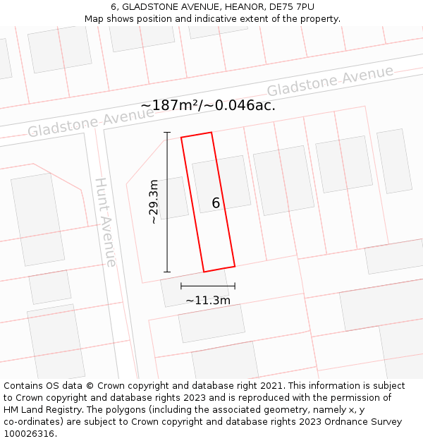 6, GLADSTONE AVENUE, HEANOR, DE75 7PU: Plot and title map