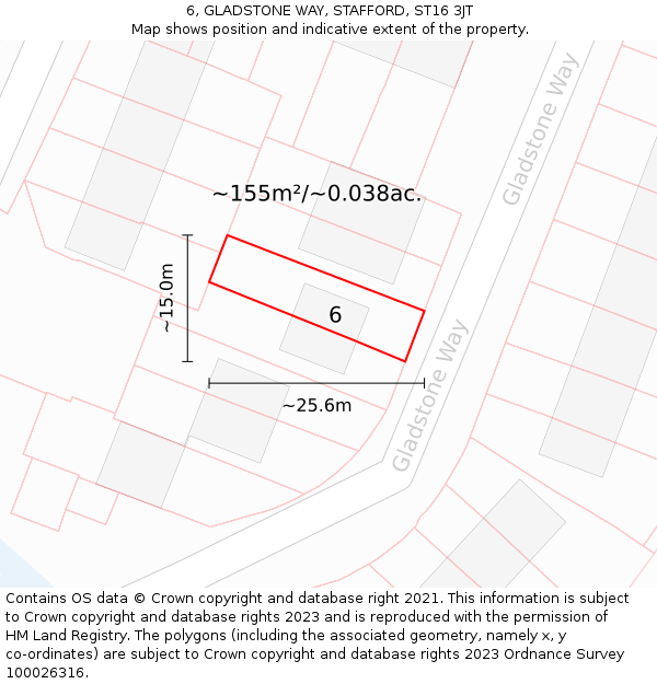 6, GLADSTONE WAY, STAFFORD, ST16 3JT: Plot and title map