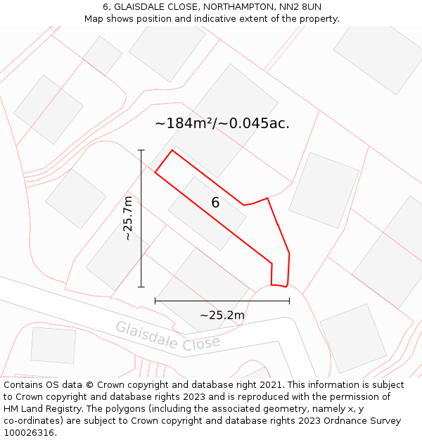 6, GLAISDALE CLOSE, NORTHAMPTON, NN2 8UN: Plot and title map