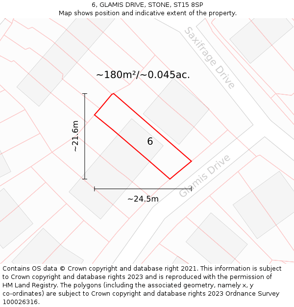 6, GLAMIS DRIVE, STONE, ST15 8SP: Plot and title map