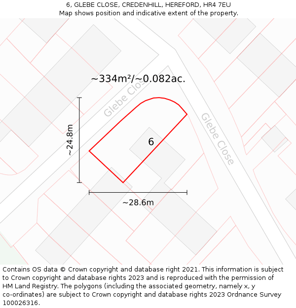 6, GLEBE CLOSE, CREDENHILL, HEREFORD, HR4 7EU: Plot and title map