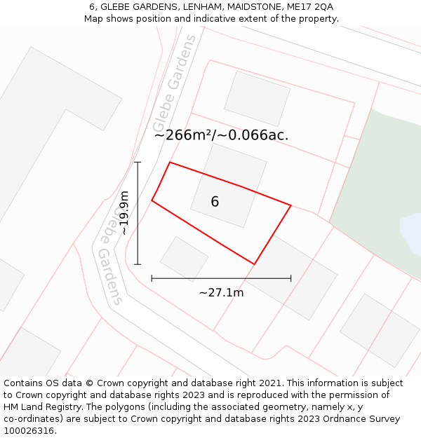 6, GLEBE GARDENS, LENHAM, MAIDSTONE, ME17 2QA: Plot and title map