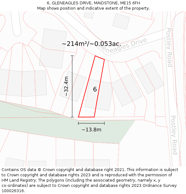 6, GLENEAGLES DRIVE, MAIDSTONE, ME15 6FH: Plot and title map