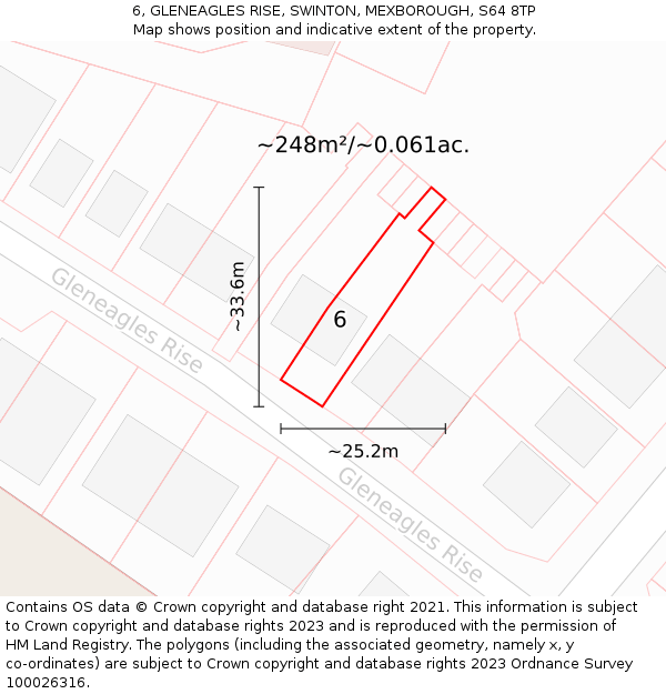 6, GLENEAGLES RISE, SWINTON, MEXBOROUGH, S64 8TP: Plot and title map