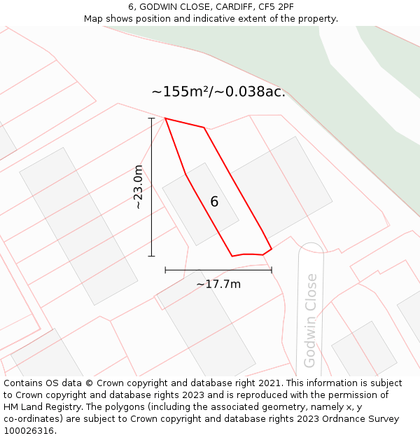6, GODWIN CLOSE, CARDIFF, CF5 2PF: Plot and title map