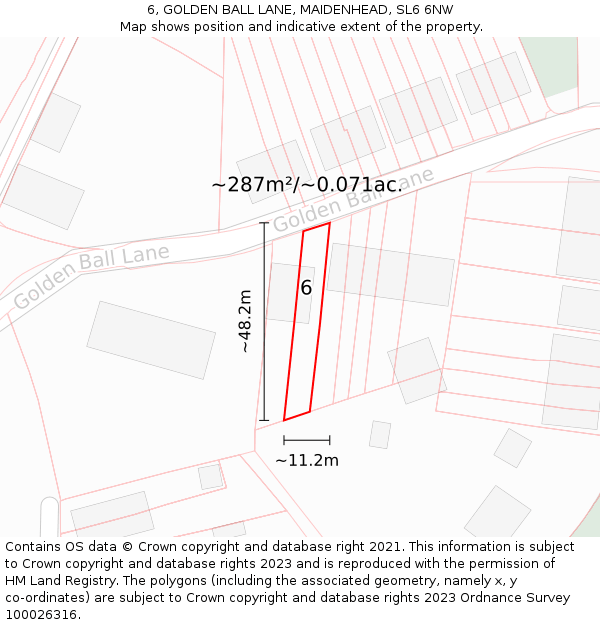 6, GOLDEN BALL LANE, MAIDENHEAD, SL6 6NW: Plot and title map
