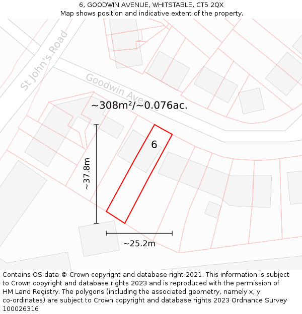 6, GOODWIN AVENUE, WHITSTABLE, CT5 2QX: Plot and title map
