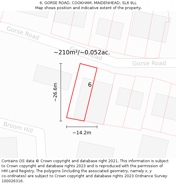 6, GORSE ROAD, COOKHAM, MAIDENHEAD, SL6 9LL: Plot and title map
