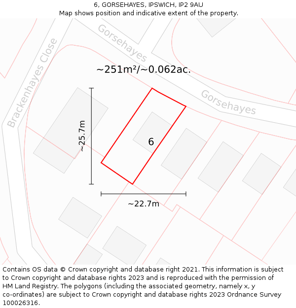 6, GORSEHAYES, IPSWICH, IP2 9AU: Plot and title map