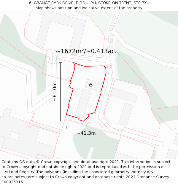 6, GRANGE PARK DRIVE, BIDDULPH, STOKE-ON-TRENT, ST8 7XU: Plot and title map
