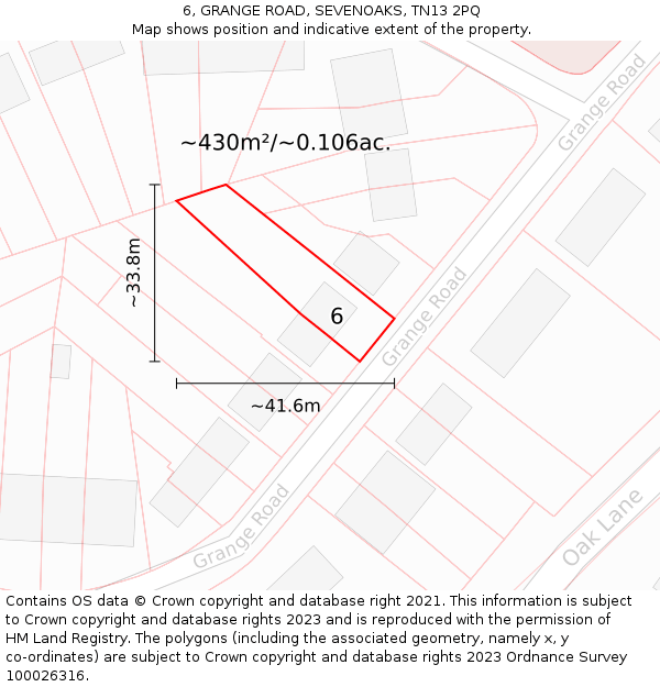 6, GRANGE ROAD, SEVENOAKS, TN13 2PQ: Plot and title map