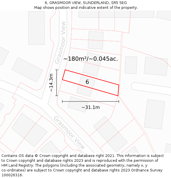 6, GRASMOOR VIEW, SUNDERLAND, SR5 5EG: Plot and title map