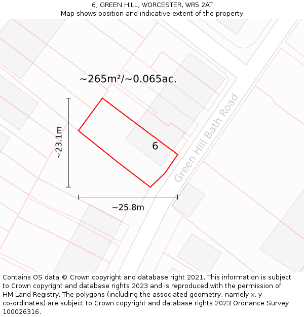 6, GREEN HILL, WORCESTER, WR5 2AT: Plot and title map