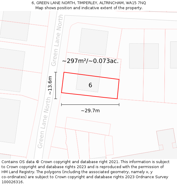 6, GREEN LANE NORTH, TIMPERLEY, ALTRINCHAM, WA15 7NQ: Plot and title map