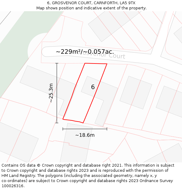 6, GROSVENOR COURT, CARNFORTH, LA5 9TX: Plot and title map