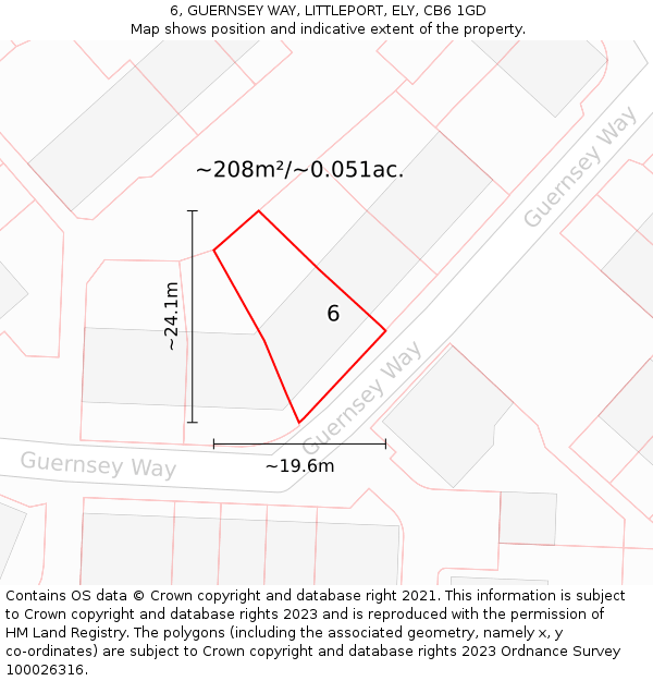 6, GUERNSEY WAY, LITTLEPORT, ELY, CB6 1GD: Plot and title map