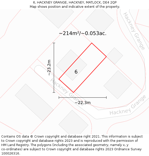 6, HACKNEY GRANGE, HACKNEY, MATLOCK, DE4 2QP: Plot and title map