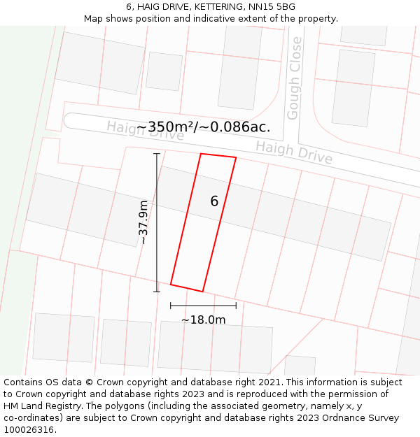 6, HAIG DRIVE, KETTERING, NN15 5BG: Plot and title map