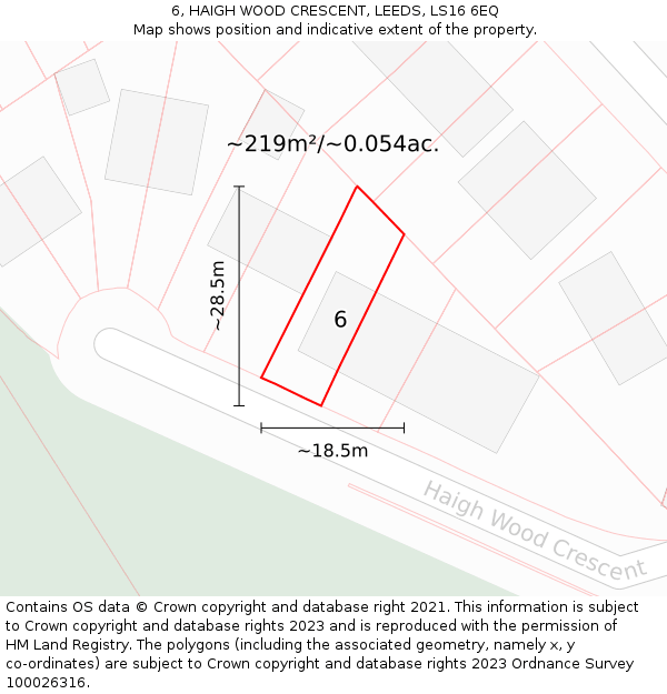 6, HAIGH WOOD CRESCENT, LEEDS, LS16 6EQ: Plot and title map