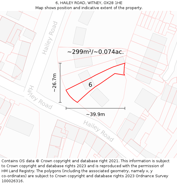 6, HAILEY ROAD, WITNEY, OX28 1HE: Plot and title map