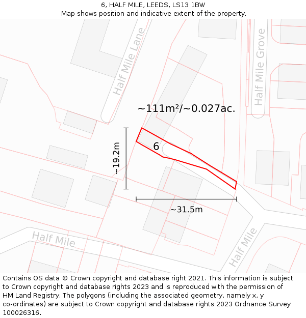 6, HALF MILE, LEEDS, LS13 1BW: Plot and title map