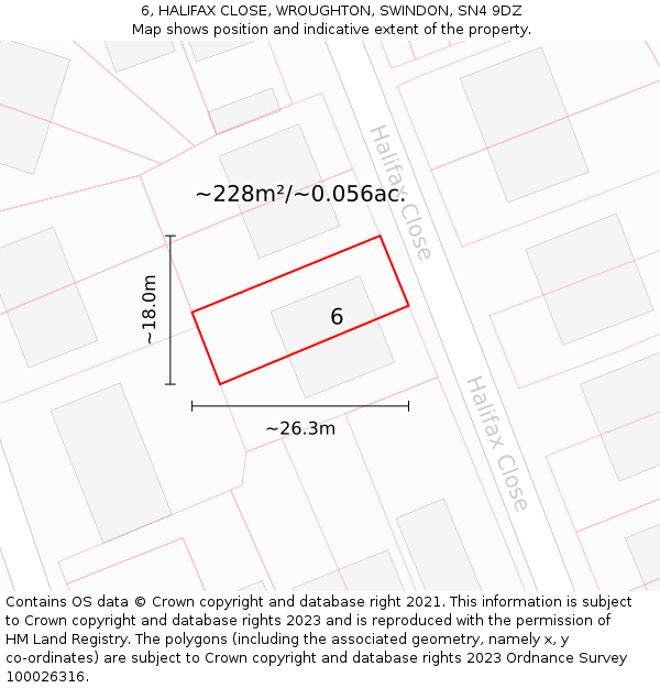 6, HALIFAX CLOSE, WROUGHTON, SWINDON, SN4 9DZ: Plot and title map