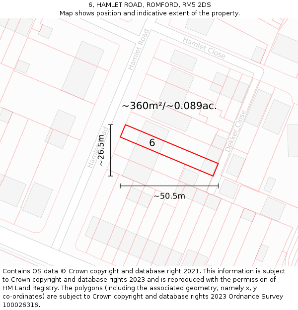 6, HAMLET ROAD, ROMFORD, RM5 2DS: Plot and title map