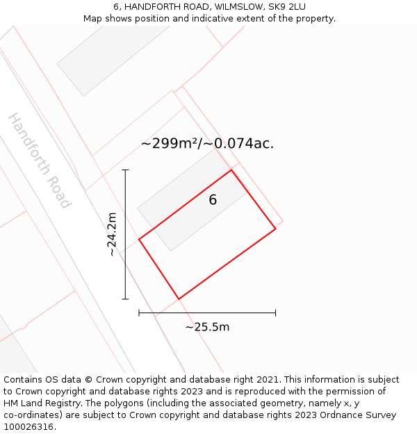 6, HANDFORTH ROAD, WILMSLOW, SK9 2LU: Plot and title map